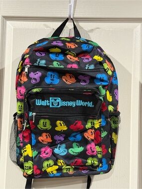 Disney Parks Walt Disney World Backpack Colorful Mickey Mouse Faces NWT